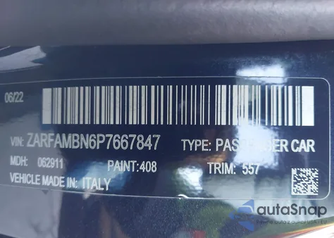 2023 Alfa Romeo Giulia Veloce Rwd z USA, uszkodzony, nr VIN ZARFAMBN6P7667847